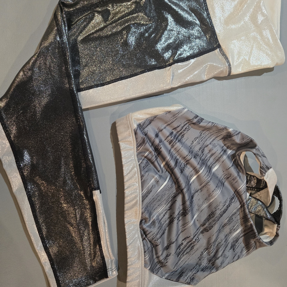 JoyLab Metallic Black and Silver Leggings & Top (1C8)